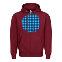Burgundy Winter Tartan Patch Zipper Hoodie - BundleAndBundleShop