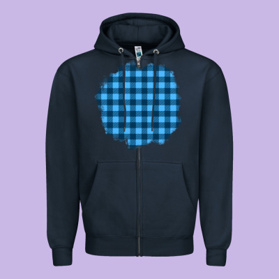 Winter Tartan Patch Zipper Hoodie Designed By Bundleandbundleshop