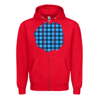 Red Winter Tartan Patch Zipper Hoodie - BundleAndBundleShop