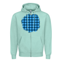 Seafoam Winter Tartan Patch Zipper Hoodie - BundleAndBundleShop