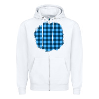 White Winter Tartan Patch Zipper Hoodie - BundleAndBundleShop