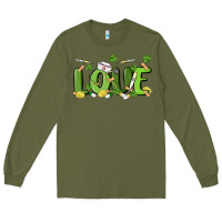 Army Green st patricks love nurse Long Sleeve Tee - MaliasSmallBusiness