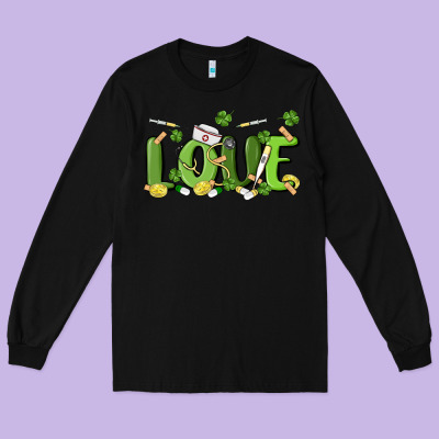 St Patricks Love Nurse Long Sleeve Tee Designed By Maliassmallbusiness