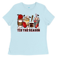 Baby Blue tis' the season baseball coffee cups Ladies Tee - Zillion Design Studio