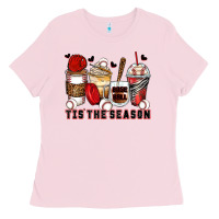 Bubblegum Pink tis' the season baseball coffee cups Ladies Tee - Zillion Design Studio