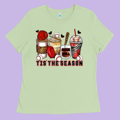 Tis' The Season Baseball Coffee Cups Ladies Tee Designed By Zillion Design Studio