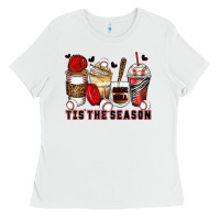 White tis' the season baseball coffee cups Ladies Tee - Zillion Design Studio