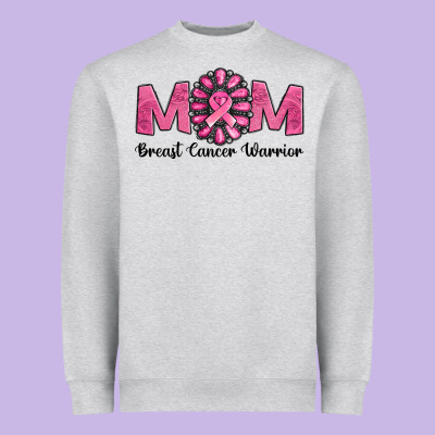 Breast Cancer Warrior Mom Heavyweight Sweatshirt Designed By Jasminsmagicworld