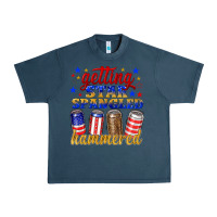Midnight Navy getting star spangled hammered Urban Heavy Tee - NancyCooperArtShop