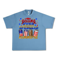 Pebble Blue getting star spangled hammered Urban Heavy Tee - NancyCooperArtShop