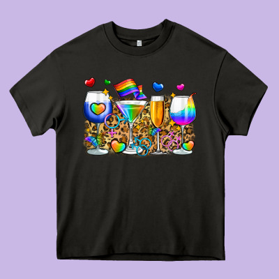 Pride Wine Cups Heavy Core Tee Designed By Zillion Design Studio