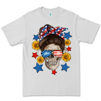 Dove Grey American mom skull Premium Tee - Neo Western