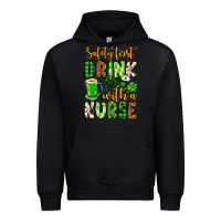 Black St. Patrick's Safety first drink with a Nurse Urban Hoodie - OliviaCreatesArt