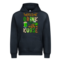 Navy St. Patrick's Safety first drink with a Nurse Urban Hoodie - OliviaCreatesArt