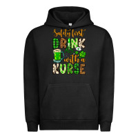 Pigment Black St. Patrick's Safety first drink with a Nurse Urban Hoodie - OliviaCreatesArt