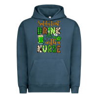 Pigment Midnight Navy St. Patrick's Safety first drink with a Nurse Urban Hoodie - OliviaCreatesArt