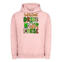 Pigment Salmon St. Patrick's Safety first drink with a Nurse Urban Hoodie - OliviaCreatesArt