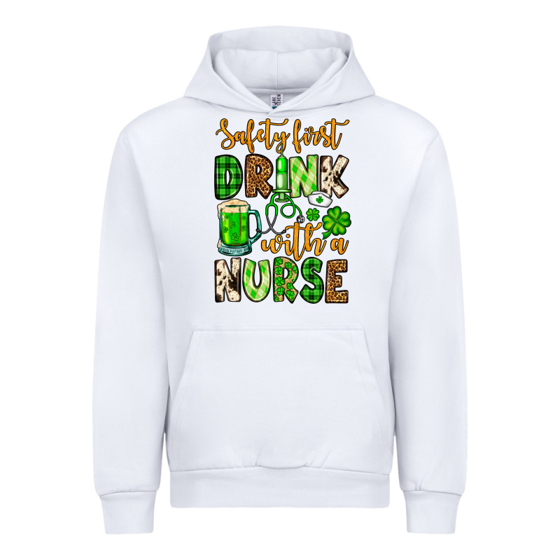St. Patrick's Safety First Drink With A Nurse Urban Hoodie by OliviaCreatesArt | Teevron