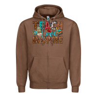 Chestnut Teach Love Inspire With Leopard Zipper Hoodie - BundleAndBundleShop