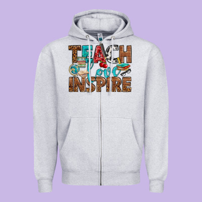 Teach Love Inspire With Leopard Zipper Hoodie Designed By Bundleandbundleshop
