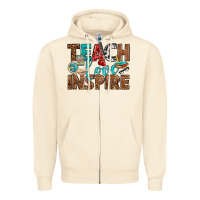 Sandshell Teach Love Inspire With Leopard Zipper Hoodie - BundleAndBundleShop