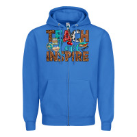 True Royal Teach Love Inspire With Leopard Zipper Hoodie - BundleAndBundleShop