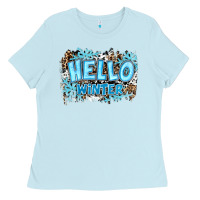 Baby Blue hello winter Ladies Tee - RanaPortraitStore