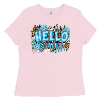 Bubblegum Pink hello winter Ladies Tee - RanaPortraitStore