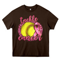 Chocolate Brown Tackle Cancer Softball Heavy Core Tee - texasbilliewilder