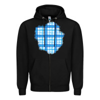 Black Winter Tartan Patch Zipper Hoodie - BundleAndBundleShop