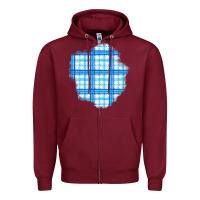 Burgundy Winter Tartan Patch Zipper Hoodie - BundleAndBundleShop