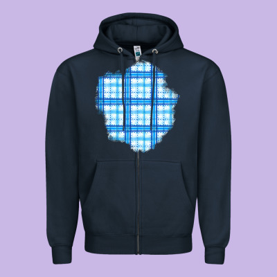 Winter Tartan Patch Zipper Hoodie Designed By Bundleandbundleshop