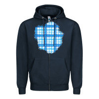 Navy Winter Tartan Patch Zipper Hoodie - BundleAndBundleShop