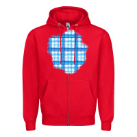 Red Winter Tartan Patch Zipper Hoodie - BundleAndBundleShop