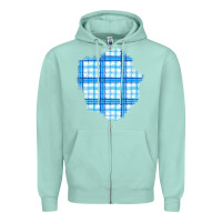 Seafoam Winter Tartan Patch Zipper Hoodie - BundleAndBundleShop