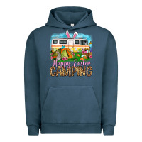 Pigment Midnight Navy Happy Easter camping Urban Hoodie - OliviaCreatesArt
