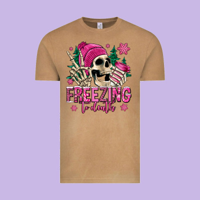 Freezing To Death Winter Skull Vintage Tee Designed By Jasminsmagicworld