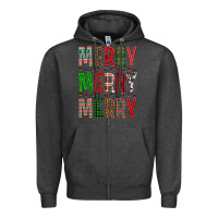 Charcoal Heather Merry Merry Merry Christmas Zipper Hoodie - BundleAndBundleShop