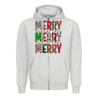 Dove Grey Merry Merry Merry Christmas Zipper Hoodie - BundleAndBundleShop