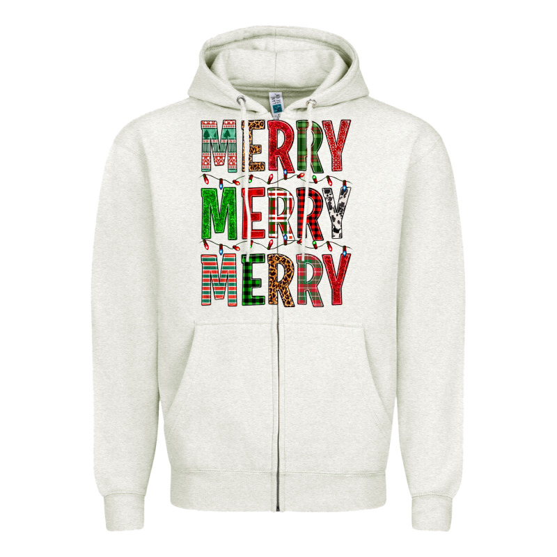 Merry Merry Merry Christmas Zipper Hoodie by BundleAndBundleShop | Teevron