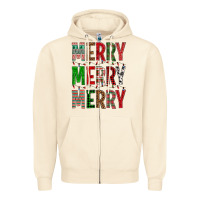 Sandshell Merry Merry Merry Christmas Zipper Hoodie - BundleAndBundleShop