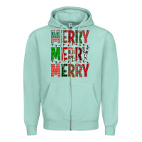 Seafoam Merry Merry Merry Christmas Zipper Hoodie - BundleAndBundleShop