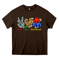 Chocolate Brown peace love understand Heavy Core Tee - Zillion Design Studio