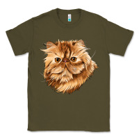 Army Green Persian Cat Face Classic Tee - LillyAllenDesigns
