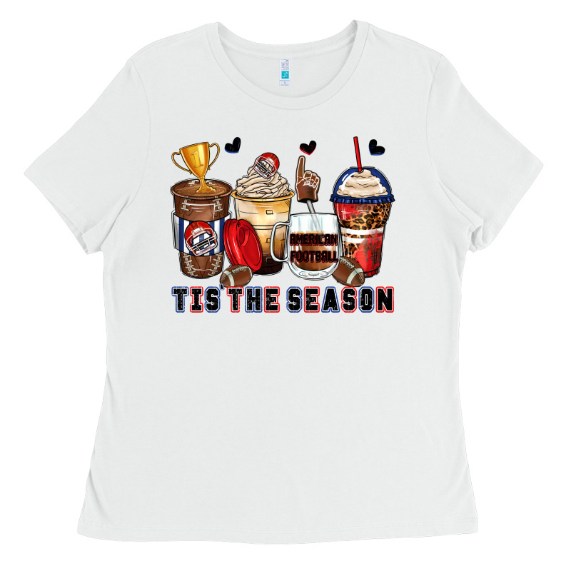 Tis' The Season American Football Coffee Cups Ladies Tee by Zillion Design Studio | Teevron