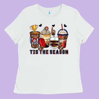 Tis' The Season American Football Coffee Cups Ladies Tee Designed By Zillion Design Studio