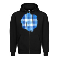 Black Winter Tartan Patch Zipper Hoodie - BundleAndBundleShop