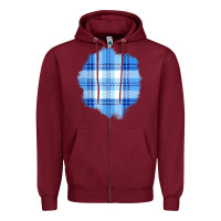 Burgundy Winter Tartan Patch Zipper Hoodie - BundleAndBundleShop