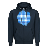 Navy Winter Tartan Patch Zipper Hoodie - BundleAndBundleShop