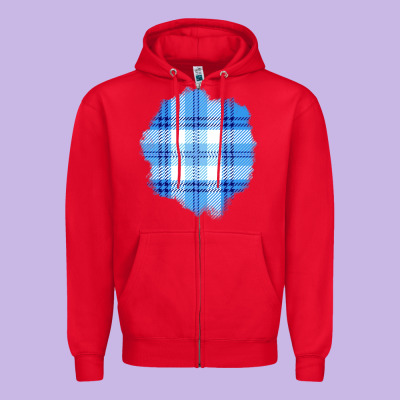 Winter Tartan Patch Zipper Hoodie Designed By Bundleandbundleshop